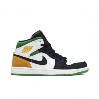 Air Jordan 1 Mid Se Valkoinen Oranssi Musta Vihreä Miesten Kengät