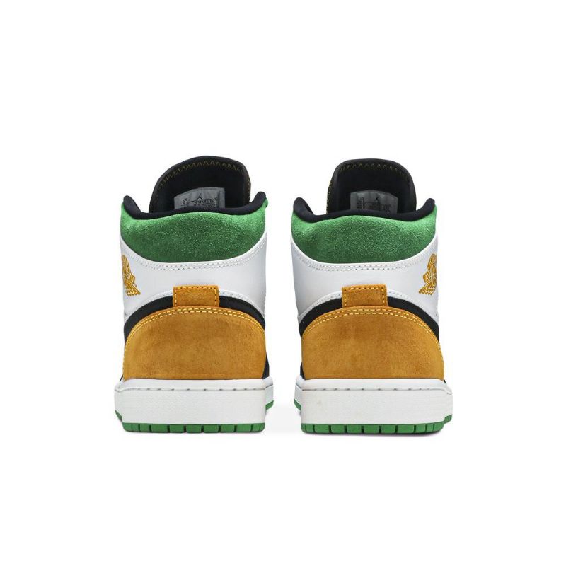 Air Jordan 1 Mid Se Valkoinen Oranssi Musta Vihreä Miesten Kengät