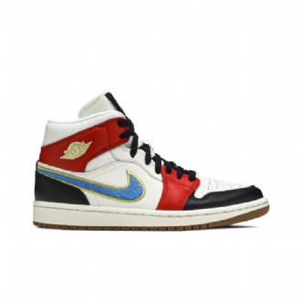 Air Jordan 1 Mid Se Valkoinen Punainen Musta Kulta Naisten Kengät