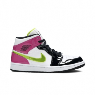 Air Jordan 1 Mid Se Valkoinen Vaaleanpunainen Musta Miesten Kengät