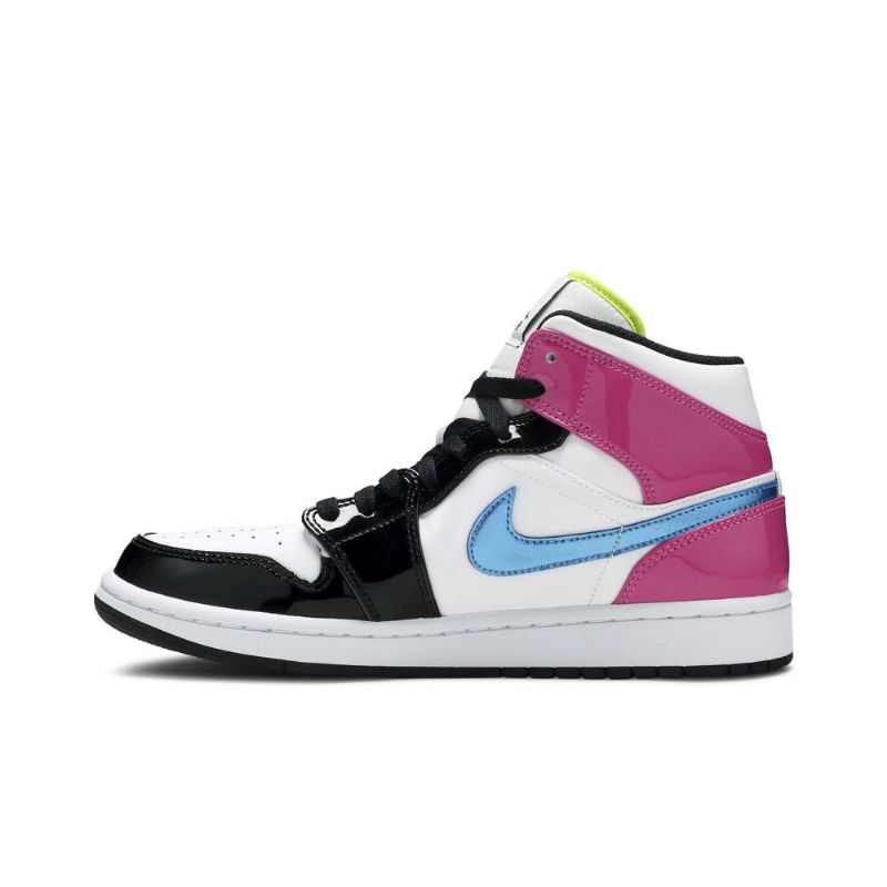 Air Jordan 1 Mid Se Valkoinen Vaaleanpunainen Musta Miesten Kengät