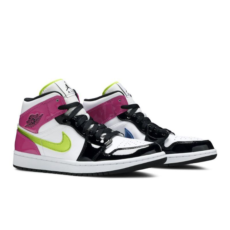 Air Jordan 1 Mid Se Valkoinen Vaaleanpunainen Musta Miesten Kengät