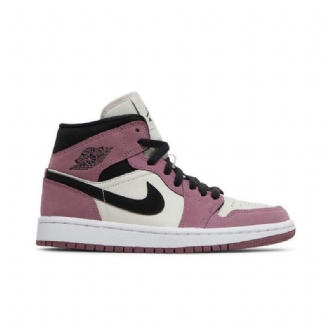 Air Jordan 1 Mid Se Valkoinen Vaaleanpunainen Musta Naisten Kengät