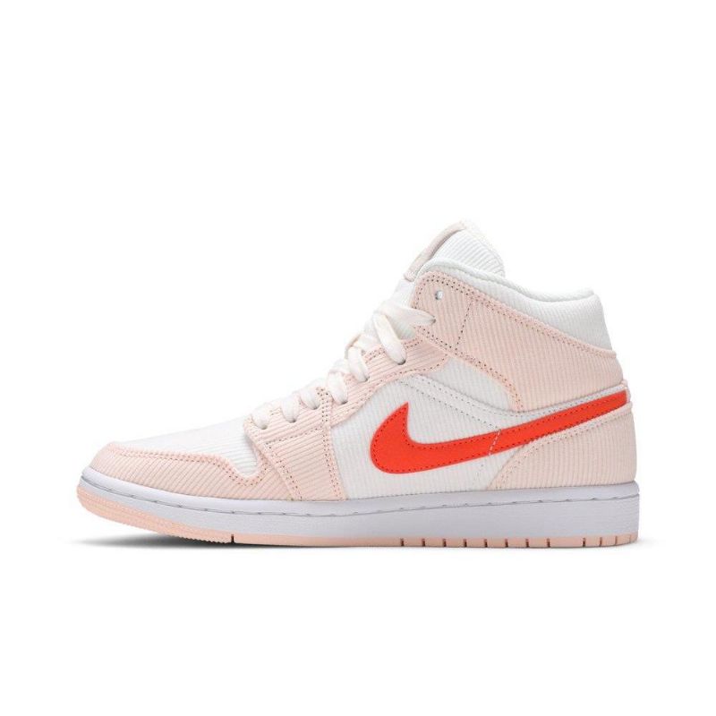 Air Jordan 1 Mid Se Valkoinen Vaaleanpunainen Oranssi Naisten Kengät
