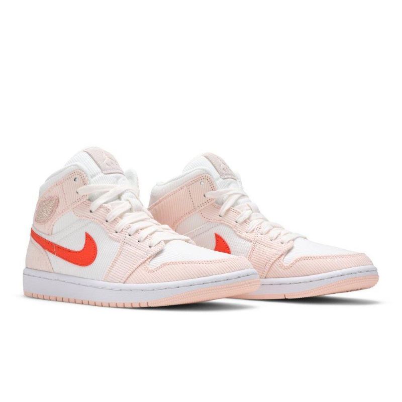 Air Jordan 1 Mid Se Valkoinen Vaaleanpunainen Oranssi Naisten Kengät