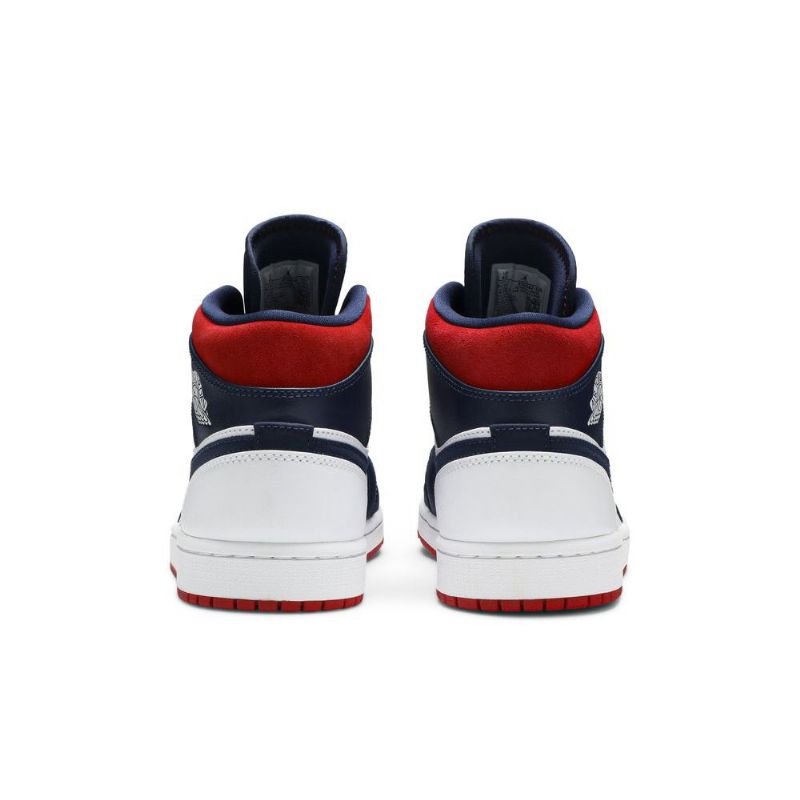Air Jordan 1 Mid Se Valkoiset Laivastonpunaiset Miesten Kengät