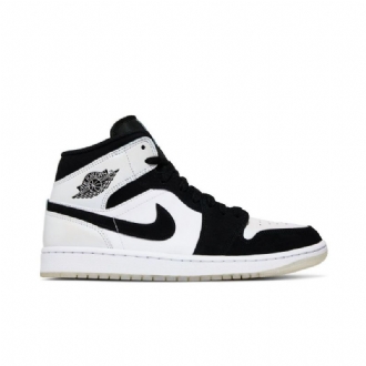 Air Jordan 1 Mid Se Valkoiset Mustat Miesten Kengät