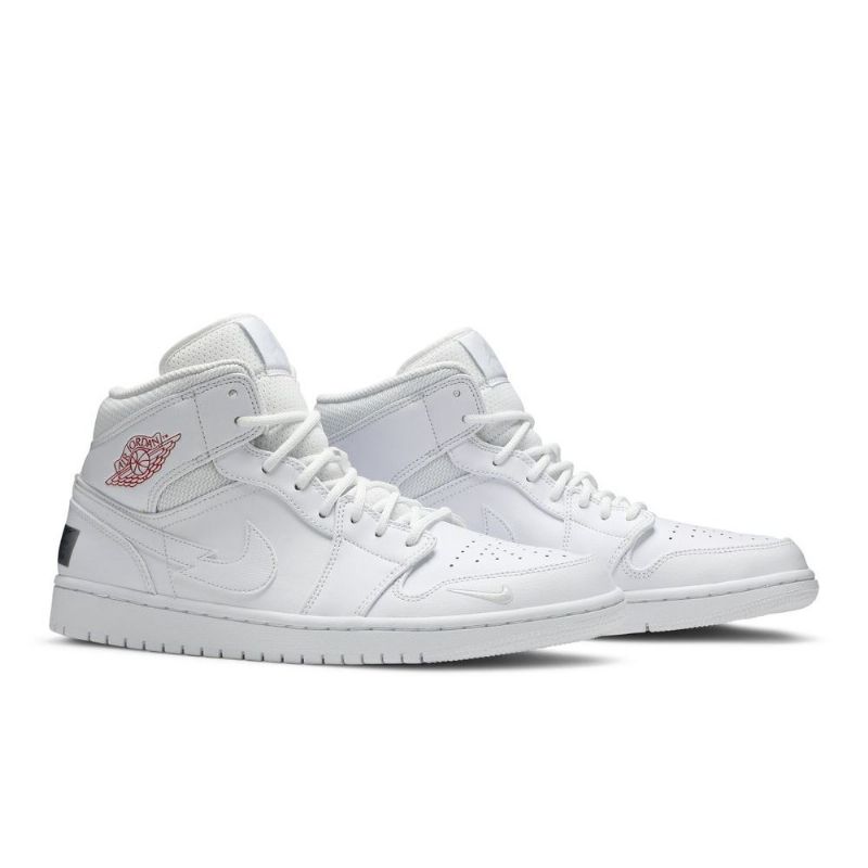 Air Jordan 1 Mid Se Valkoiset Punaiset Miesten Kengät