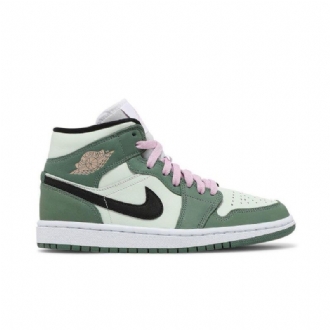 Air Jordan 1 Mid Se Vihreä Musta Vaaleanpunainen Naisten Kengät