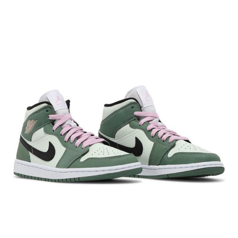 Air Jordan 1 Mid Se Vihreä Musta Vaaleanpunainen Naisten Kengät