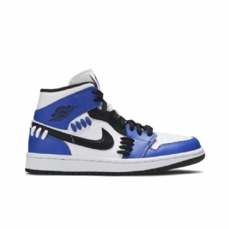 Air Jordan 1 Mid Sininen Valkoinen Musta Naisten Kengät