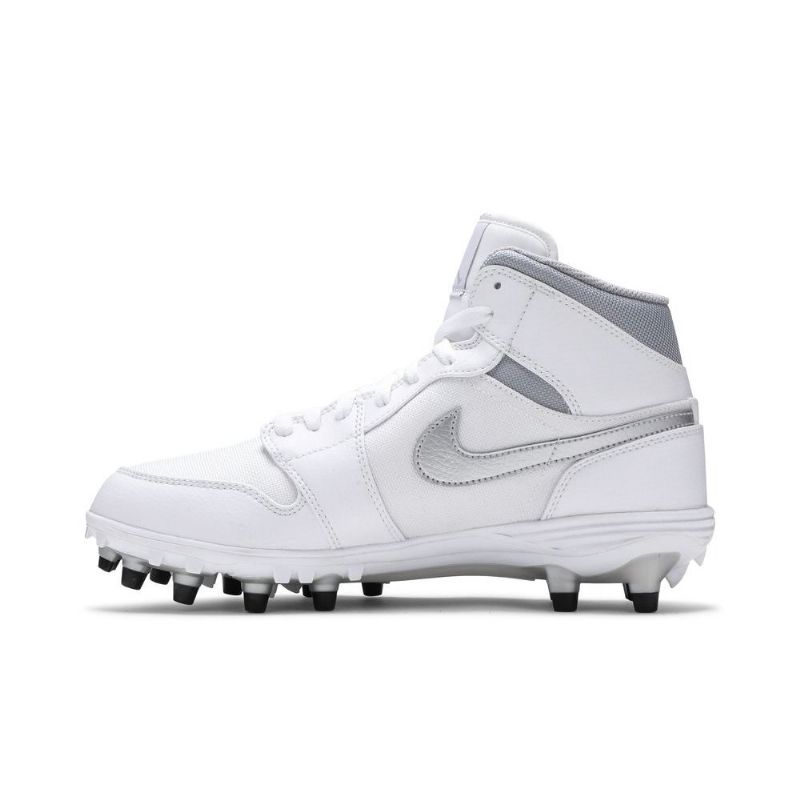 Air Jordan 1 Mid Td Cleat Valkoinen Hopea Miesten Kengät