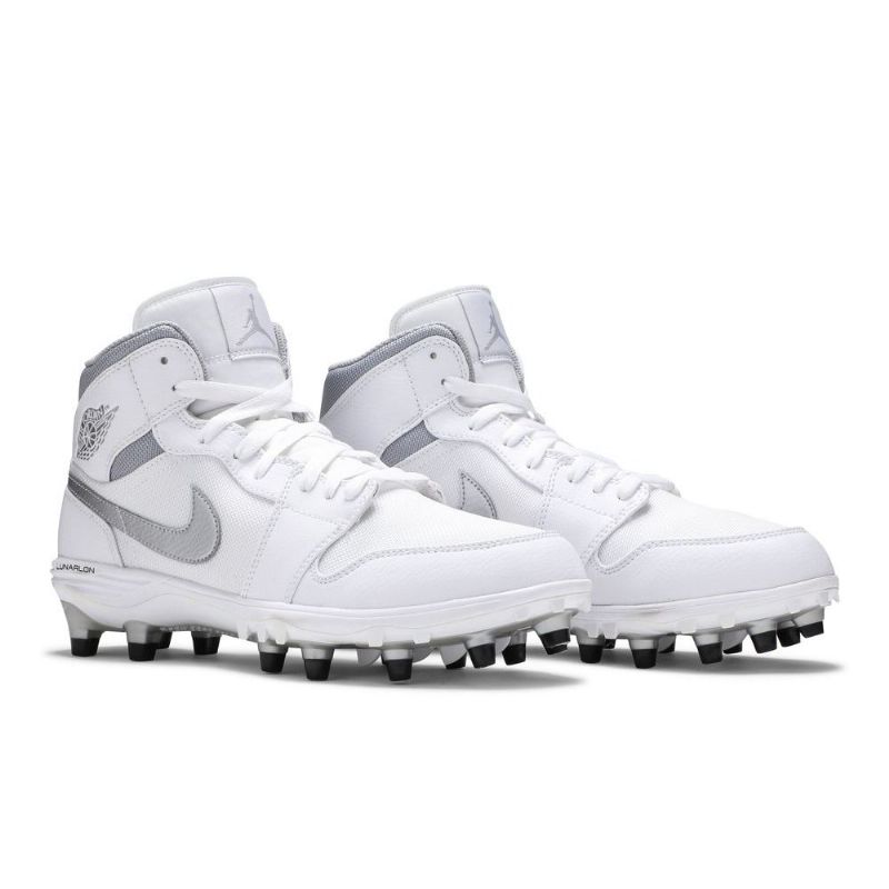 Air Jordan 1 Mid Td Cleat Valkoinen Hopea Miesten Kengät