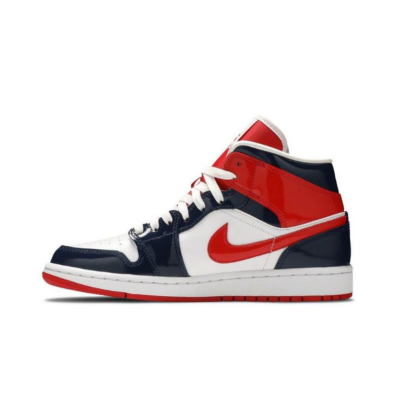 Air Jordan 1 Mid Tummansininen Punainen Valkoinen Naisten Kengät