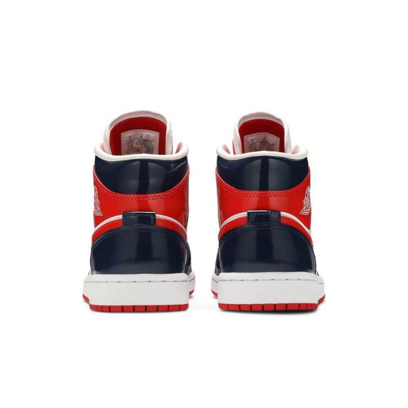 Air Jordan 1 Mid Tummansininen Punainen Valkoinen Naisten Kengät