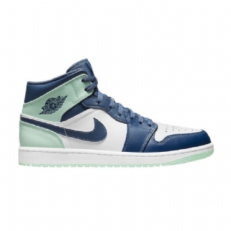 Air Jordan 1 Mid Tummansininen Sininen Vihreä Valkoinen Miesten Kengät