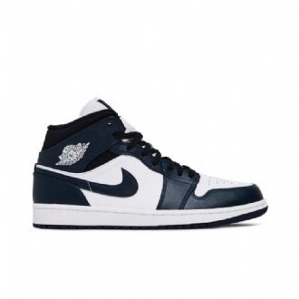 Air Jordan 1 Mid Tummansininen Valkoinen Mustat Miesten Kengät