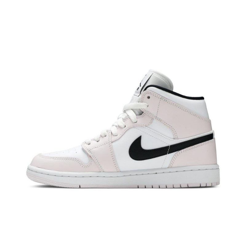 Air Jordan 1 Mid Vaaleanpunainen Valkoinen Musta Naisten Kengät