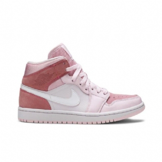 Air Jordan 1 Mid Vaaleanpunainen Valkoinen Naisten Kengät