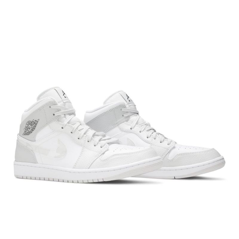 Air Jordan 1 Mid Valkoinen Harmaa Miesten Kengät
