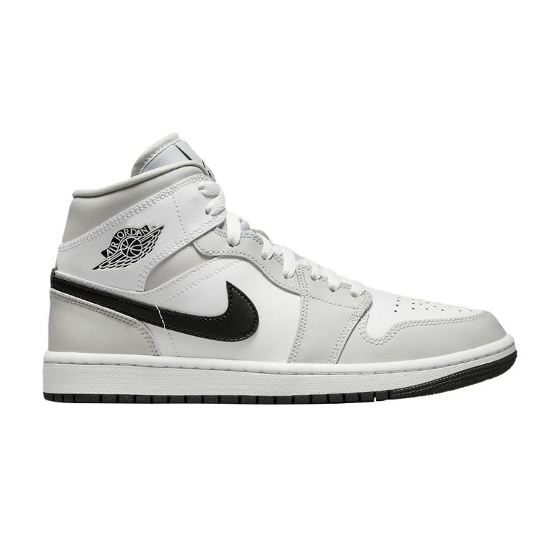 Air Jordan 1 Mid Valkoinen Harmaa Mustat Naisten Kengät