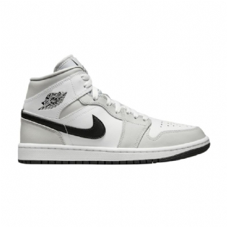 Air Jordan 1 Mid Valkoinen Harmaa Mustat Naisten Kengät