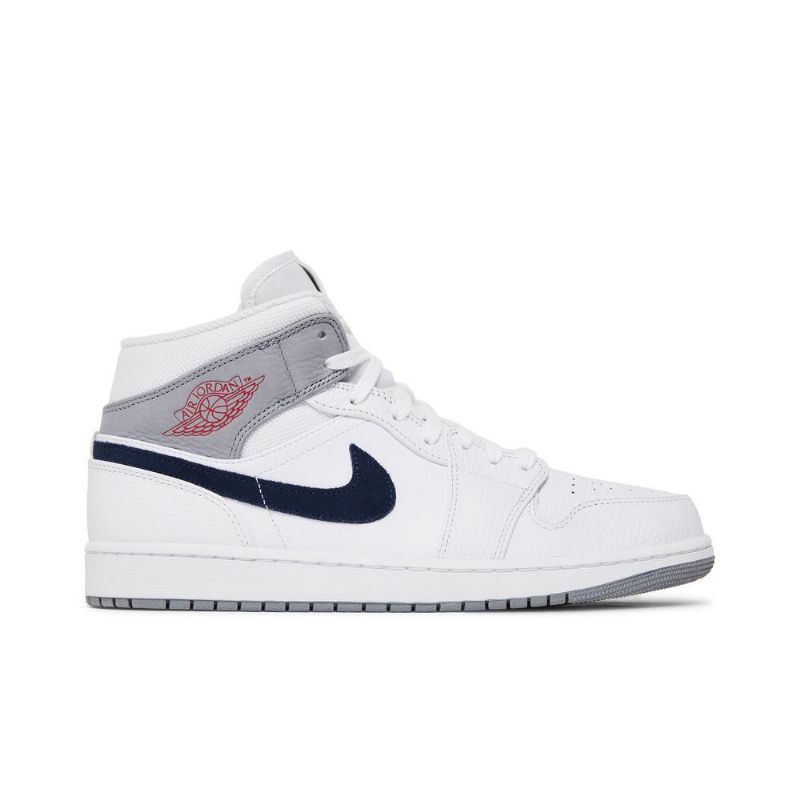 Air Jordan 1 Mid Valkoinen Harmaa Siniset Miesten Kengät