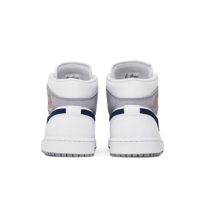 Air Jordan 1 Mid Valkoinen Harmaa Siniset Miesten Kengät