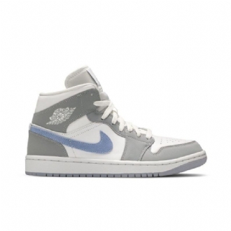 Air Jordan 1 Mid Valkoinen Harmaa Siniset Naisten Kengät