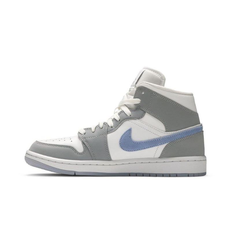 Air Jordan 1 Mid Valkoinen Harmaa Siniset Naisten Kengät