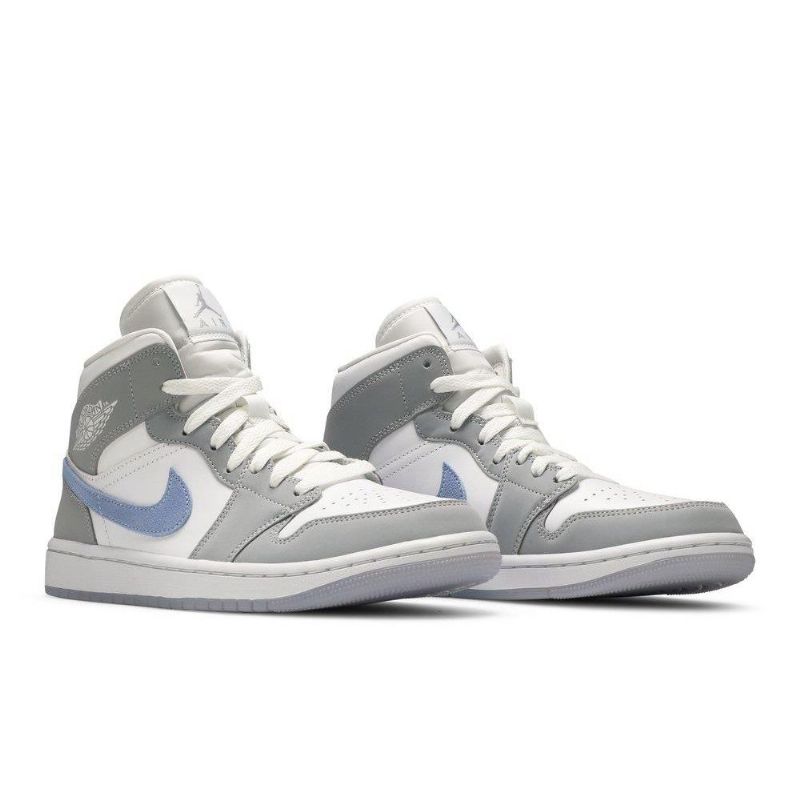 Air Jordan 1 Mid Valkoinen Harmaa Siniset Naisten Kengät