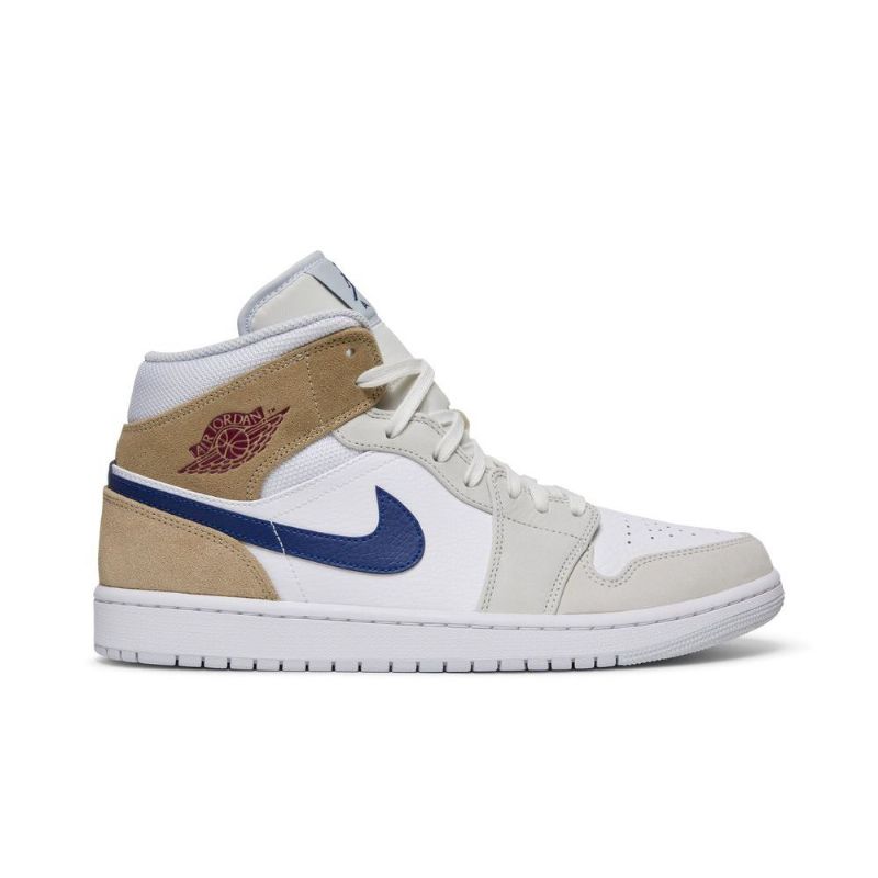 Air Jordan 1 Mid Valkoinen Khaki Sininen Miesten Kengät