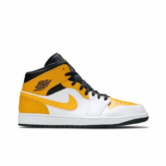 Air Jordan 1 Mid Valkoinen Kulta Mustat Miesten Kengät