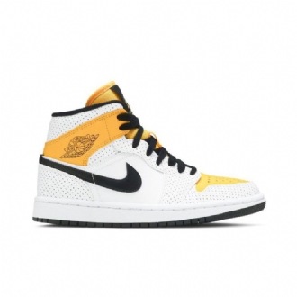 Air Jordan 1 Mid Valkoinen Kulta Mustat Naisten Kengät