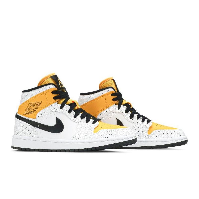 Air Jordan 1 Mid Valkoinen Kulta Mustat Naisten Kengät