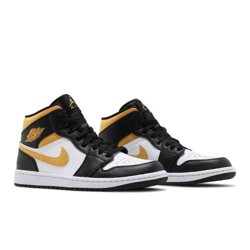 Air Jordan 1 Mid Valkoinen Musta Kulta Miesten Kengät
