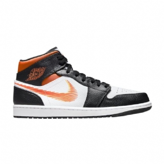 Air Jordan 1 Mid Valkoinen Musta Oranssi Miesten Kengät