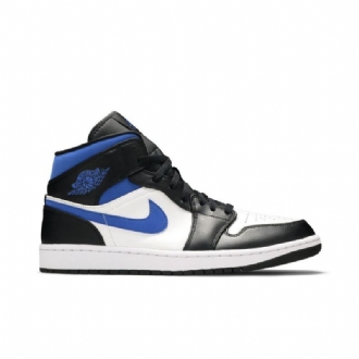 Air Jordan 1 Mid Valkoinen Musta Sininen Miesten Kengät