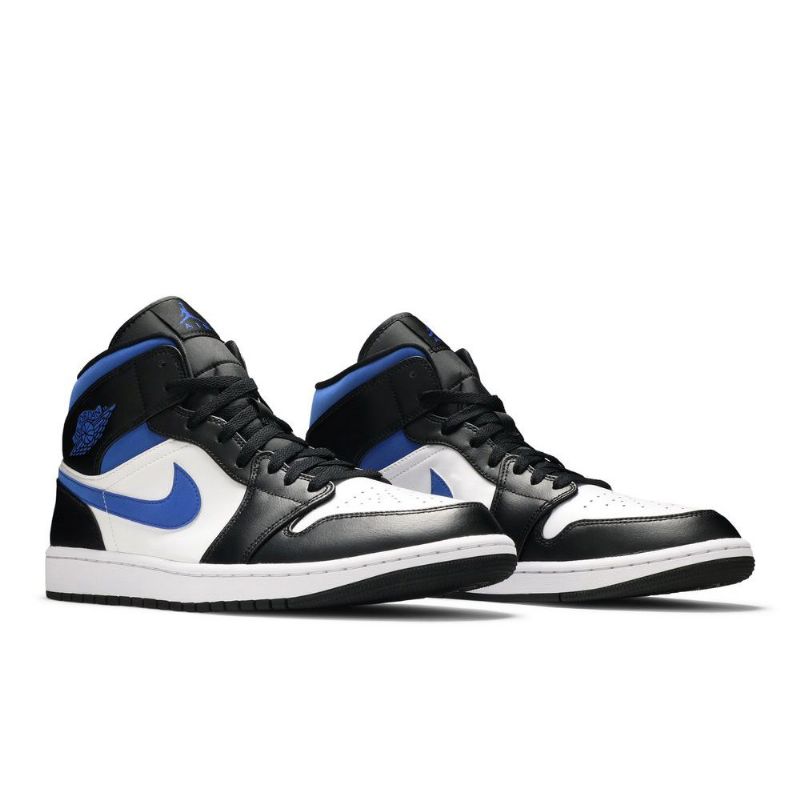 Air Jordan 1 Mid Valkoinen Musta Sininen Miesten Kengät