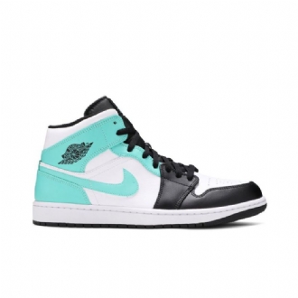 Air Jordan 1 Mid Valkoinen Musta Sininen Miesten Kengät