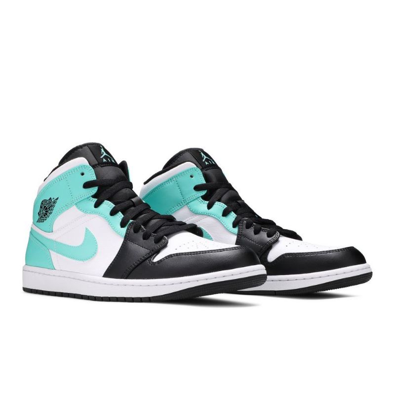 Air Jordan 1 Mid Valkoinen Musta Sininen Miesten Kengät