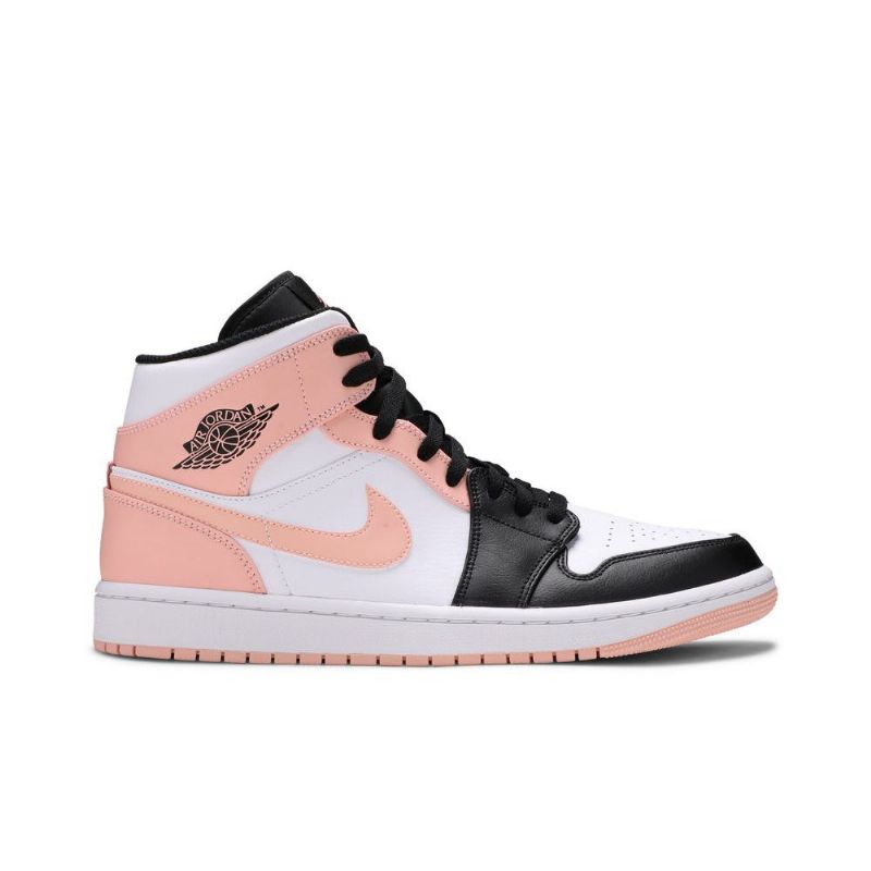 Air Jordan 1 Mid Valkoinen Musta Vaaleanpunainen Miesten Kengät