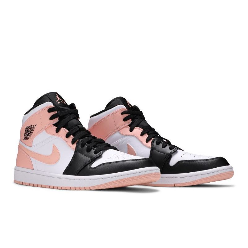 Air Jordan 1 Mid Valkoinen Musta Vaaleanpunainen Miesten Kengät