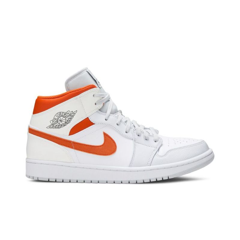 Air Jordan 1 Mid Valkoinen Oranssi Miesten Kengät