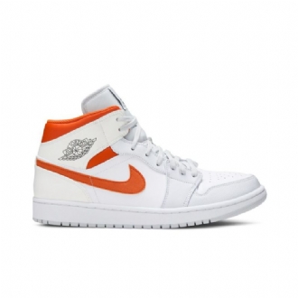 Air Jordan 1 Mid Valkoinen Oranssi Miesten Kengät