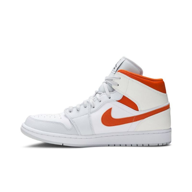 Air Jordan 1 Mid Valkoinen Oranssi Miesten Kengät