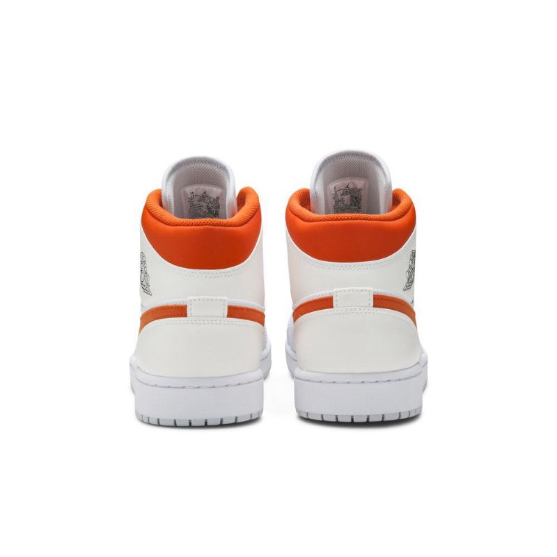 Air Jordan 1 Mid Valkoinen Oranssi Miesten Kengät
