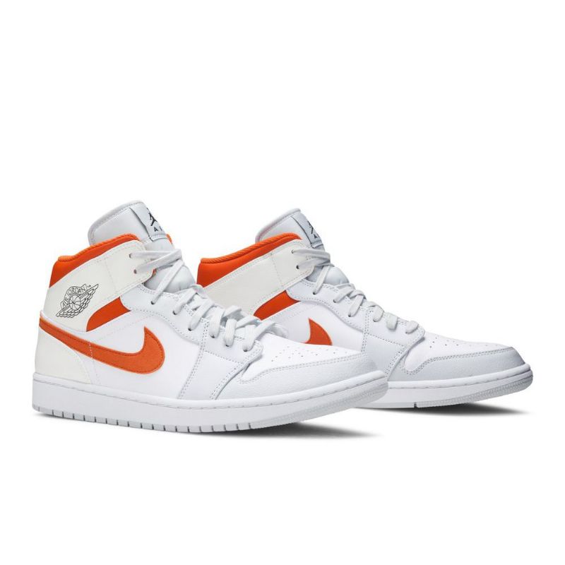 Air Jordan 1 Mid Valkoinen Oranssi Miesten Kengät