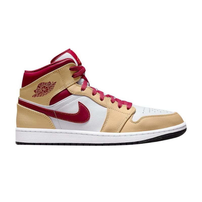 Air Jordan 1 Mid Valkoinen Punainen Khaki Miesten Kengät