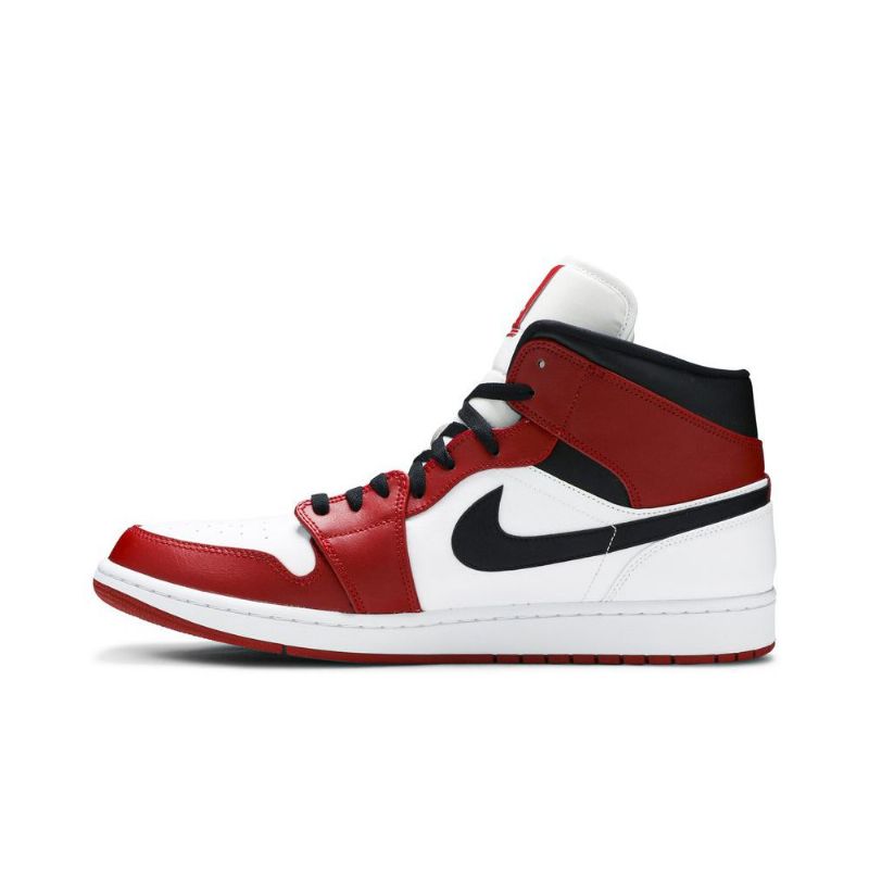Air Jordan 1 Mid Valkoinen Punainen Musta Miesten Kengät